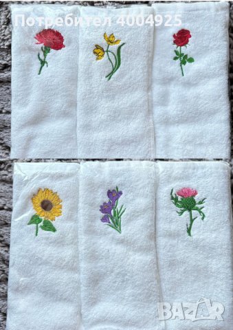 Комплект хавлиени кърпи с Бродерия - 3бр., хавлии с цветя, снимка 3 - Хавлиени кърпи - 44421136