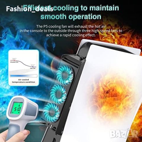 Нов Охлаждащ вентилатор за PS5 Плейстейшън 3 USB порта LED светлина Геймъри, снимка 6 - Аксесоари - 41848630