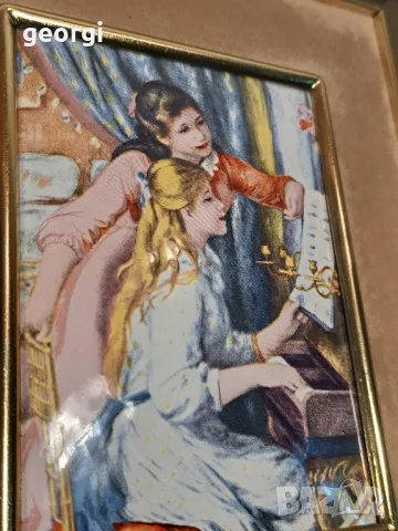 емайлирана картина върху медна плака "Момичета на пиано" от Реноар 1/4, снимка 5 - Картини - 47525746