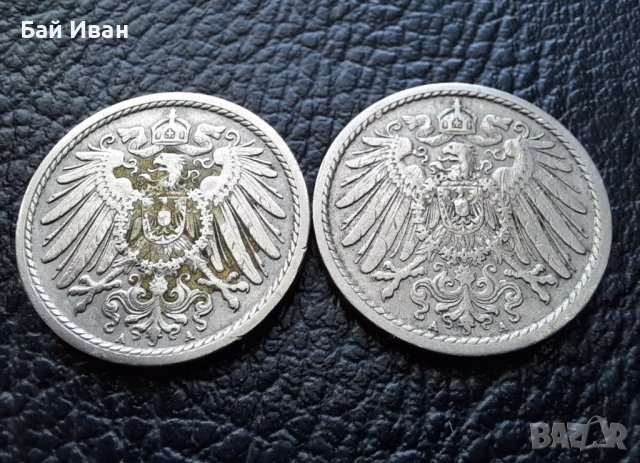 Стара монета 5 пфенига 1901 г. буква А , 2 броя - Германия- хит цена !, снимка 3 - Нумизматика и бонистика - 39724375