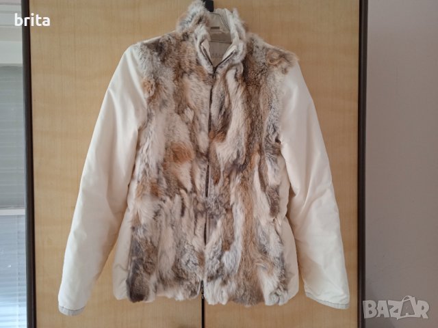 Бяло яке със заешка кожа, снимка 2 - Якета - 44451044