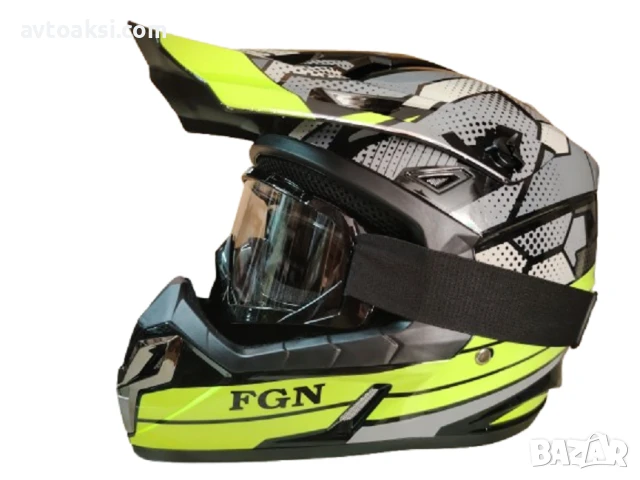 Каска Крос Мотор/Скутер/Бъги/Вело/АТВ с очила, снимка 6 - Аксесоари и консумативи - 50603693