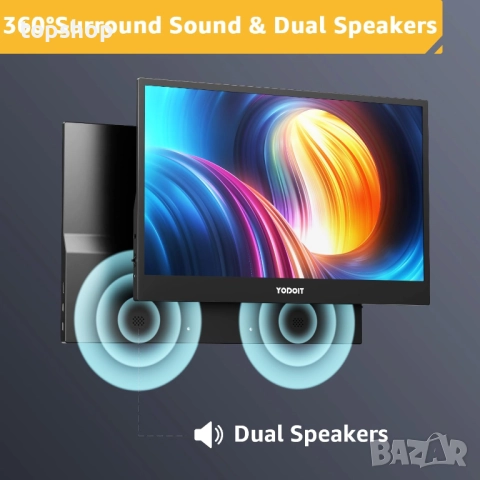 Преносим монитор Yodoit 15.6” 1920×1080 FHD екран IPS дисплей с USB Type-C, снимка 8 - Монитори - 51972668