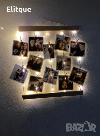 Персонализирана Фото Висулка от Масив – 12 Снимки, Щипки, 3 м LED Светлина, Ютено Въже  , снимка 5 - Подаръци за жени - 53083892