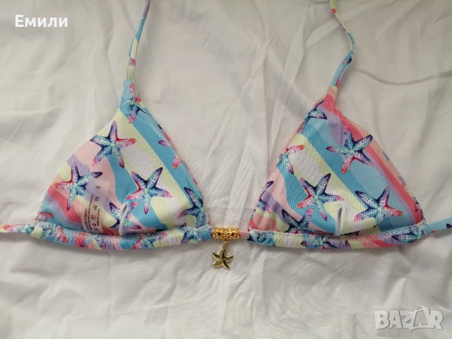 Нов комплект цветен дамски бански от две части с принт морски звезди р-р XS, S, M, L, снимка 9 - Бански костюми - 50899807