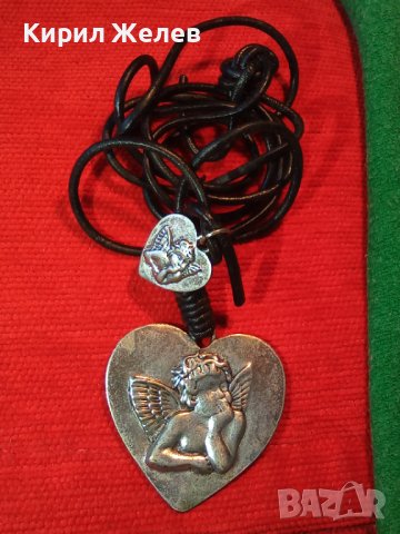 ПОСРЕБРЕН БЕЛ ЕПОК ВИНТИДЖ СЪРЦЕВИДЕН АРТ МЕДАЛЬОН с АМУРЧЕ 34635 , снимка 12 - Колиета, медальони, синджири - 39196985