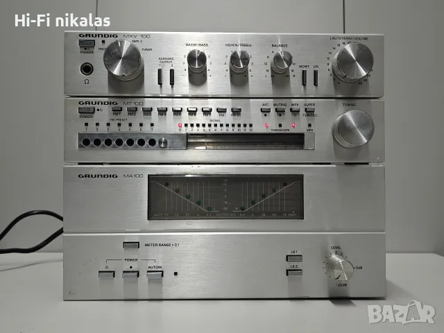 ретро сет Hi-Fi стерео усилвател стъпало FM радио ресийвър GRUNDIG MXV 100 MT 100 MA 100