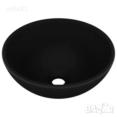 vidaXL Мивка за баня лукс кръгла матово черна 32,5x14 см керамика（SKU:146975）, снимка 1 - Мивки - 48087518