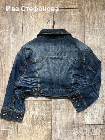Дамско дънково яке преходно тип късо болеро  ежедневно елегантно еластичен син  деним, снимка 3 - Якета - 50071317
