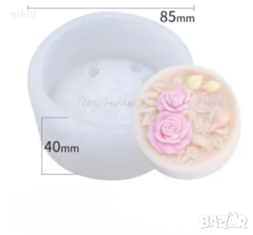 Кръг цветя рози божур силиконов молд форма фондан шоколад сапун гипс свещ, снимка 4 - Форми - 48747585