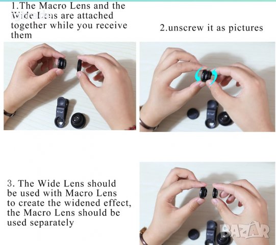 3 в 1 - лещи/обективи за телефон, снимка 6 - Селфи стикове, аксесоари - 39303976