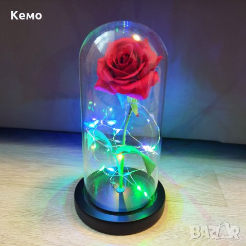 Роза в стъкленица с лед светлина, снимка 3 - Подаръци за жени - 27758639