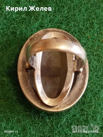 Винтидж сребърен пръстен с Мъхест Ахат уникално Арт бижу ювелирна изработка 13787, снимка 6 - Пръстени - 52988639