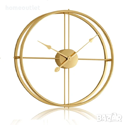ПРОМОЦИЯ Стенен часовник в златисто с минималистичен дизайн DOUBLEMETAL-GOLD-60CM, снимка 2 - Стенни часовници - 50766911