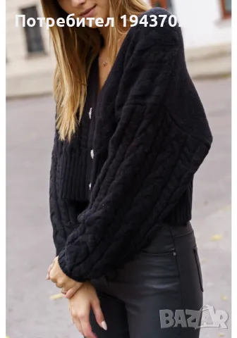 Къса дамска жилетка в черен цвят 50976, снимка 3 - Жилетки - 48169219