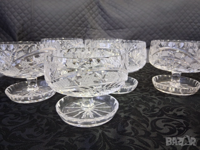 Кристални чаши за мелба/десерт 6бр, снимка 18 - Сервизи - 53516634