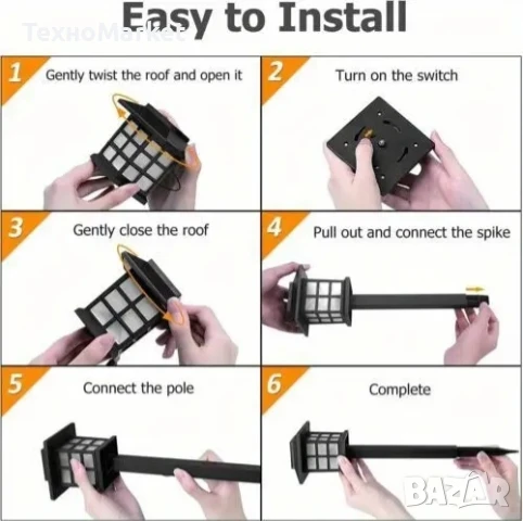 Комплект от 6 броя LED соларни градински светлини, снимка 5 - Соларни лампи - 50660953