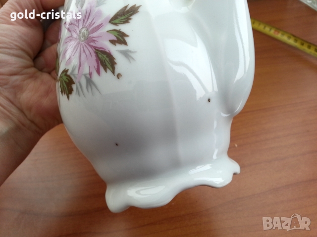 Стар български порцелан кана чайник, снимка 5 - Антикварни и старинни предмети - 36051815