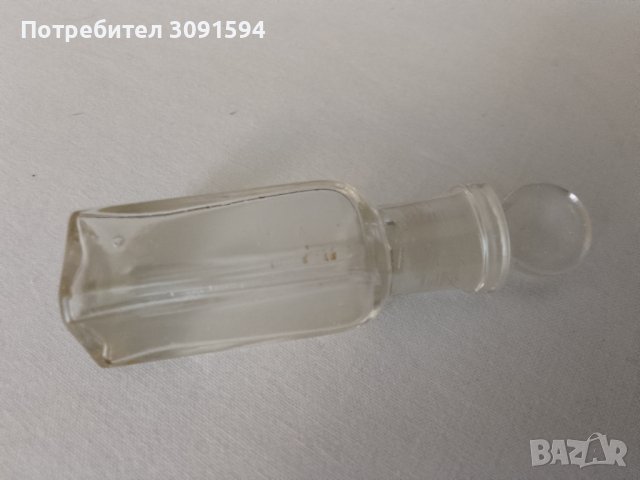 Винтидж прозрачна стъклена бутилка  ,шишенце за парфюм със стъклена запушалка, снимка 8 - Антикварни и старинни предмети - 41376033