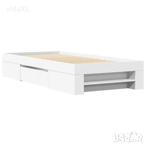vidaXL Рамка за легло, бяла, 90x200 см, масивно дърво, снимка 3 - Спални и легла - 56146891