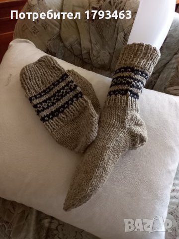 Ръчно плетени мъжки чорапи от вълна размер 38, снимка 1