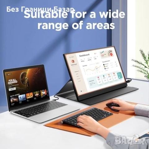 Нов Преносим 15.6 инча FHD монитор за лаптоп USB-C HDR за работа игри, снимка 5 - Друга електроника - 52940517