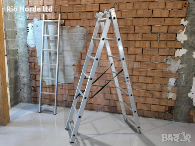 Стълба алуминиева трираменна 3х7 4.76м 150кг, снимка 2 - Други инструменти - 53602781