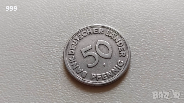 50 пфенига 1949 D, F, J - Германия, снимка 4 - Нумизматика и бонистика - 50730107