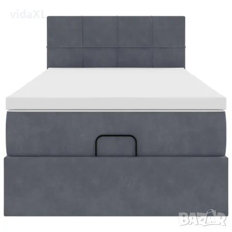 vidaXL Османска легло с матрак, тъмносиво, 90x200 см, кадифе, снимка 7 - Спални и легла - 56147034