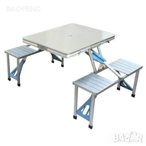 @ Нови от ВНОСИТЕЛ Алуминиева сгъваема маса с 4 стола за пикник ,85x67x67 см тип куфар, снимка 8 - Къмпинг мебели - 50102110