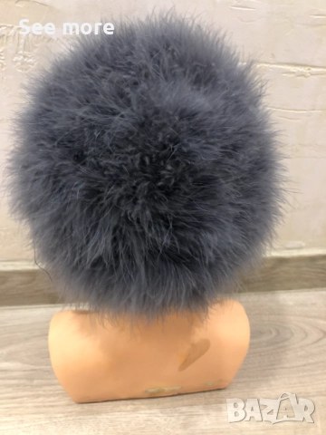 Ефектна шапка щраусови пера, снимка 3 - Шапки - 52182809