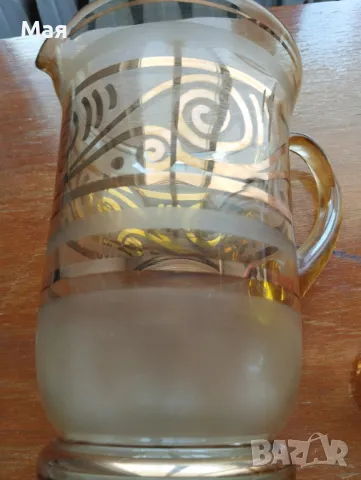 Чаши за вино с кана златен кант от средата на миналия век винтидж, снимка 10 - Сервизи - 50280354