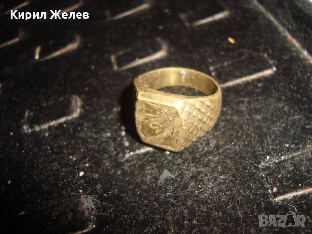 СТАР ПОЗЛАТЕН БРОНЗОВ ПРЪСТЕН ОРНАМЕНТИРАН РЪЧНО МАЙСТОРСКА АРТ ДЕКО ИЗРАБОТКА МАСИВЕН 25123, снимка 6 - Антикварни и старинни предмети - 33867091