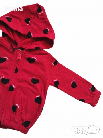 Бебешки суичър в червено , снимка 3 - Жилетки и елечета за бебе - 36057634