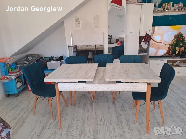 маса разтегателна с 5 стола на 1 година, снимка 4 - Маси - 52810052