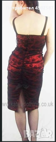 Готическа рокля в червено и черно от UK - Hell Bunny, снимка 2 - Рокли - 51918653