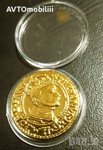 Позлатена полска монета 1584 г Стефан Батори, снимка 3 - Нумизматика и бонистика - 52665126
