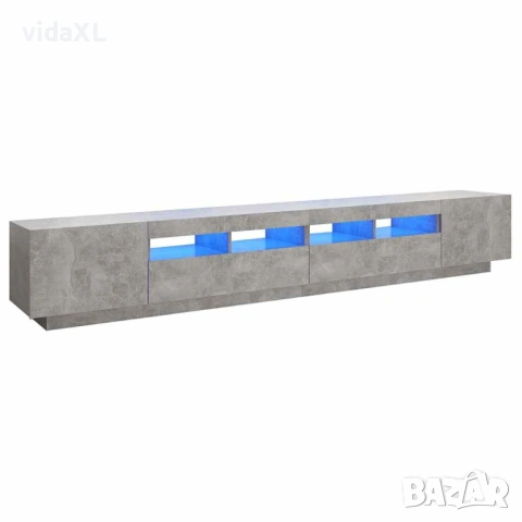 vidaXL ТВ шкаф с LED осветление, бетонно сив(SKU:3081919)