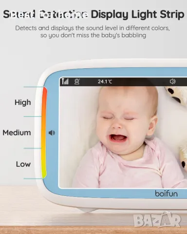 Видео бебефон BOIFUN VB805 - 300 метра, снимка 6 - Бебефони - 48447986