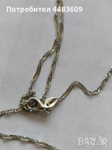 Сребърно колие със зелен цирконии , снимка 3 - Колиета, медальони, синджири - 53710900