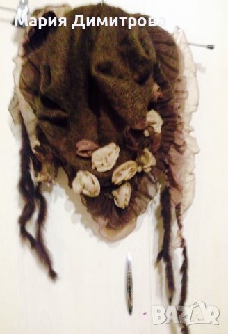 Шал с цветя 100% вълна, снимка 6 - Шалове - 38856949