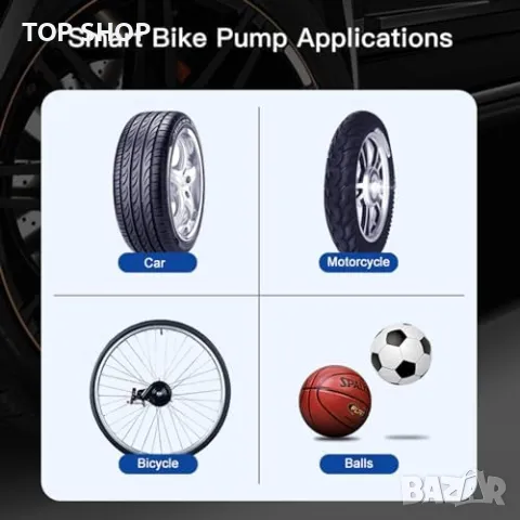 Нова Бърза преносима помпа с LED и LCD дисплей 150PSI Компресор за гуми, снимка 8 - Друга електроника - 49249833