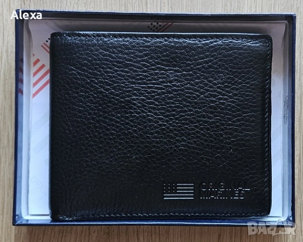 Мъжки кожен портфейл Original Marines черен НОВ Италия