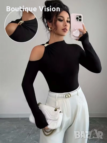 Ново! Стилна дамска блуза със златен елемент