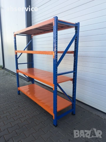 Метален индустриален стелаж 200x200x60, 4 рафта, склад/гараж/мазе, снимка 4 - Стелажи и щандове - 50871932