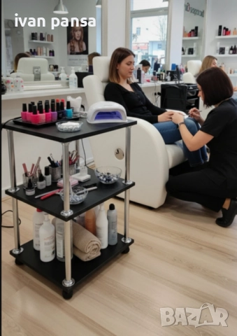 Помощна количка/ козметична масичка/етажерка с колелца - Айви мебел