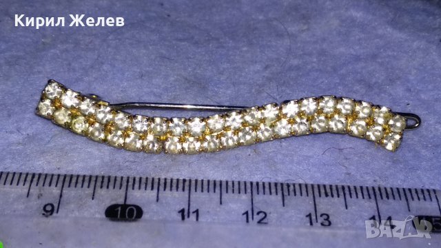 ПОСРЕБРЕНА РЕТРО ВИНТИДЖ ФИБА ШНОЛА ЩИПКА за КОСА ИНКРУСТИРАНА с ФАСЕТИРАНИ БЛЕСТЯЩИ КРИСТАЛИ 34538, снимка 5 - Други - 39064366