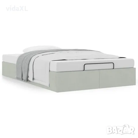 vidaXL Османска рамка за легло без матрак, светлосива 120x200см кадифе, снимка 4 - Спални и легла - 56146972