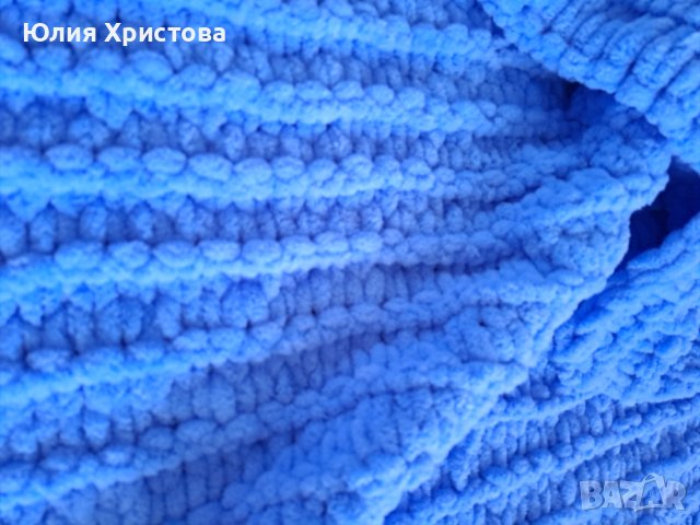 Ръчно плетено меко бебешко одеало от мерино вълна - 90 х 90 размер, снимка 16 - Спално бельо и завивки - 41806802