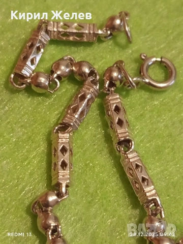 Винтидж сребърен ланец плетка тип БАРЕЛ елегантен стилен дизайн 25848, снимка 2 - Колиета, медальони, синджири - 52917435